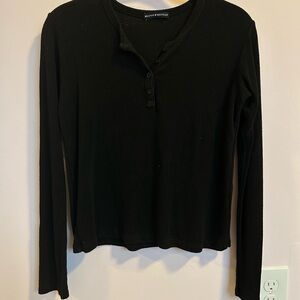 Brandy Melville Black Buttoned Long Sleeve Top